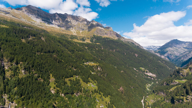 Aerial view in the canton Grisons in Switzerland