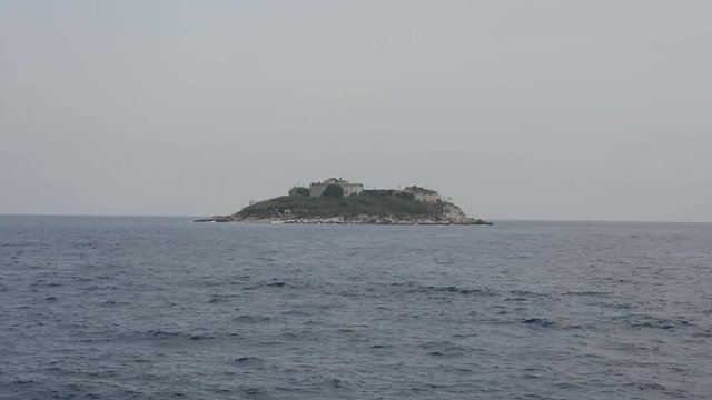 Mamula Island in the middle of the sea with a fortress