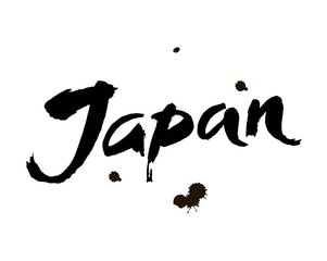 Vector illustration: Handwritten modern brush lettering of Japan on white background