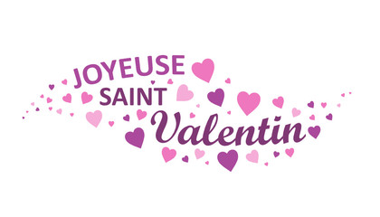 JOYEUSE SAINT VALENTIN carte avec cœurs violets et roses