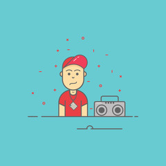 rapper avatar icon flat illustration full vector