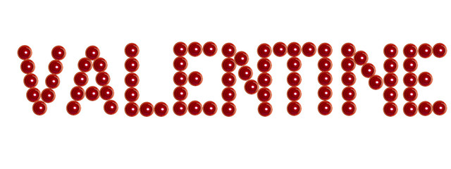 red valentine candles as valentine inscription at white