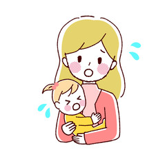 赤ちゃんと母親のイラスト