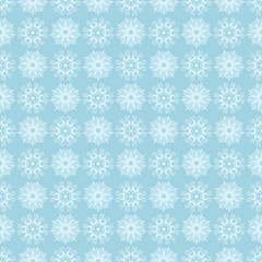 White floral seamless pattern on blue background