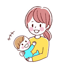 赤ちゃんと母親のイラスト