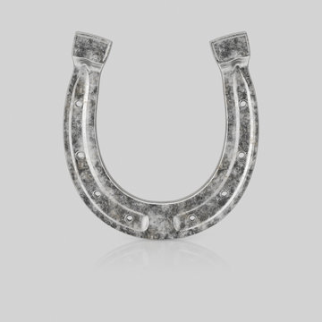 Isolated Chrome Horse Shoe on a Light Reflective Surface