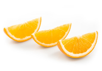 Orange fruit slices isolated on white background cutout