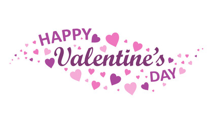 Fototapeta na wymiar HAPPY VALENTINE’S DAY Banner with pink and purple hearts 