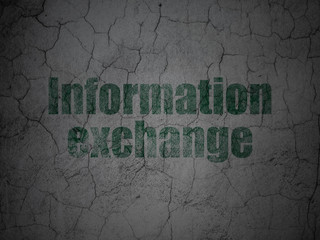Information concept: Green Information Exchange on grunge textured concrete wall background