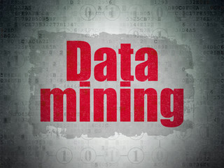 Information concept: Painted red text Data Mining on Digital Data Paper background with  Scheme Of Binary Code