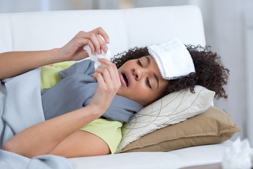 woman suffering with a flu