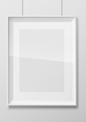 Vertical white photo frame with glass