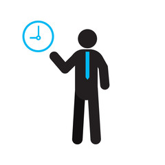 Standing man with clock silhouette icon