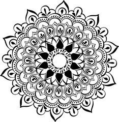 Drawing of floral round lace mandala