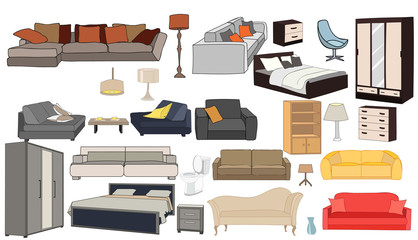 vector, isolated set of furniture