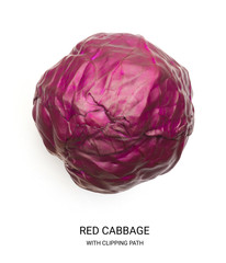 Whole Red Cabbage with Clipping Path