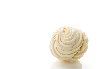 Homemade white zephyr or marshmallow isolated on white background