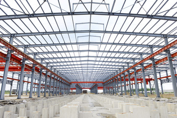 Steel structure workshop is under construction