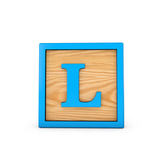 Letter L wodden childrens toy alphabet block. 3D Rendering