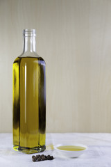  bottle olive oil with  test plate