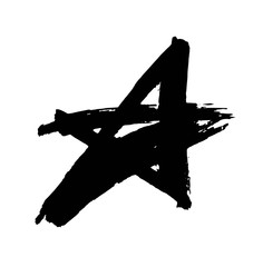 Star. Hand drawn paint object for design use. Abstract brush drawing. Vector art illustration grunge star
