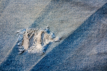 Blue denim jean Ripped Destroyed with seam texture and background