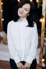 Portrait of beautiful brunette woman
