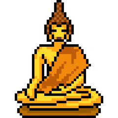 Obraz premium vector pixel art gold buddha