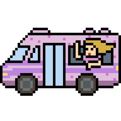 vector pixel art travel van