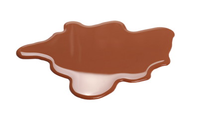 Spilled chocolate milk puddle isolated on white background
