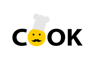 Naklejka premium Word Cook with smiley instead of letter O