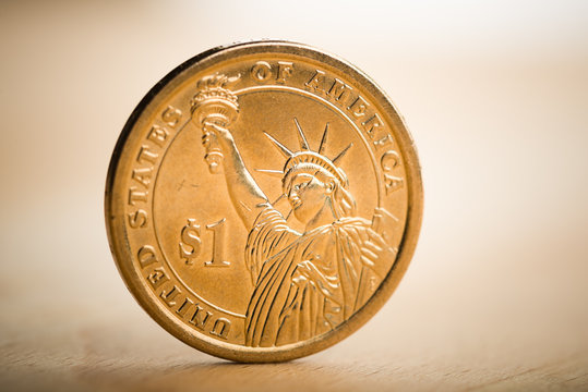 One Dollar Coin With Statue Of Liberty