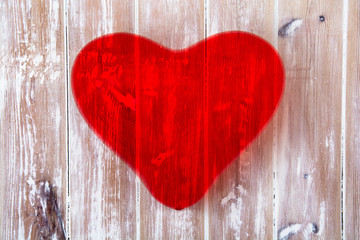 Valentines day love heart on rustic wood background