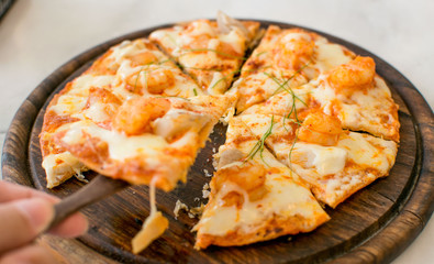 Slice of pizza ready to eat
