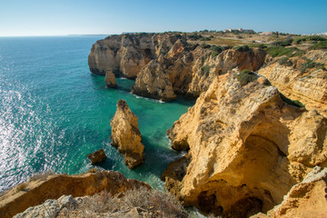 Fototapeta na wymiar a view from atop the cliffs in Lagos, Portugal 