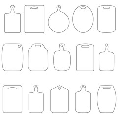 Set of contours of cutting boards, vector illustration