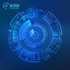 Sci-Fi Futuristic Technologies Circle Elements Set