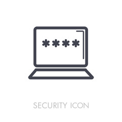 Laptop with password notification and lock icon
