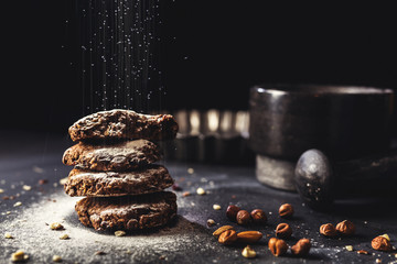 healthy cranberries and  chocolate cookies - obrazy, fototapety, plakaty