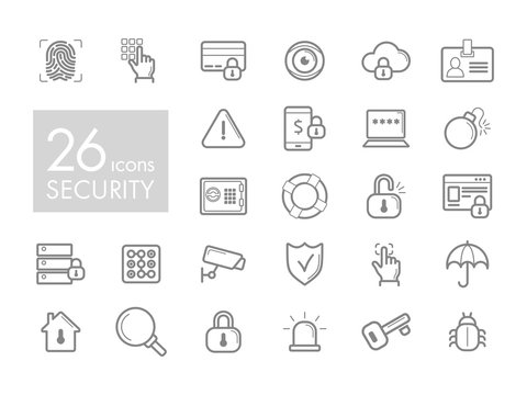 Security outline web icon set