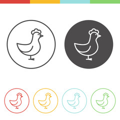 Chicken vector icons in thin line style