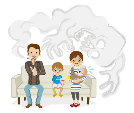 Secondhand smoke issue - Cartoon Family