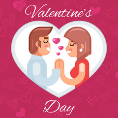 Romantic beloved dating man woman Symbol Icon Valentines Day Concept Flat Design Vector Illustration