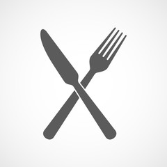 Fork and knife icon. Vector illustration.