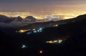 View of Antalya from mountain at night (Turkey)