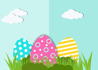 Happy Easter greeting card. A realistic vector image that simulates paper cut