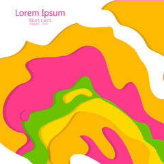 3D abstract background with paper cut shapes. Vector design layout