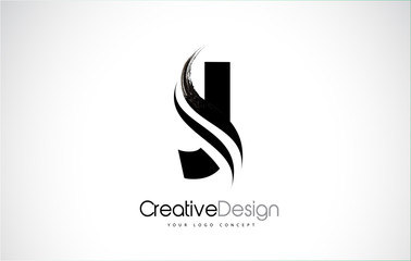 J Letter Design Brush Paint Stroke.