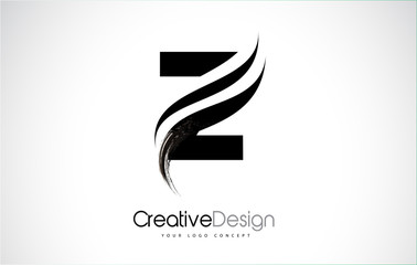 Obraz premium Z Letter Logo Design Brush Paint Stroke. Artistic Black Paintbrush Stroke.