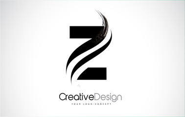 Z Letter Logo Design Brush Paint Stroke